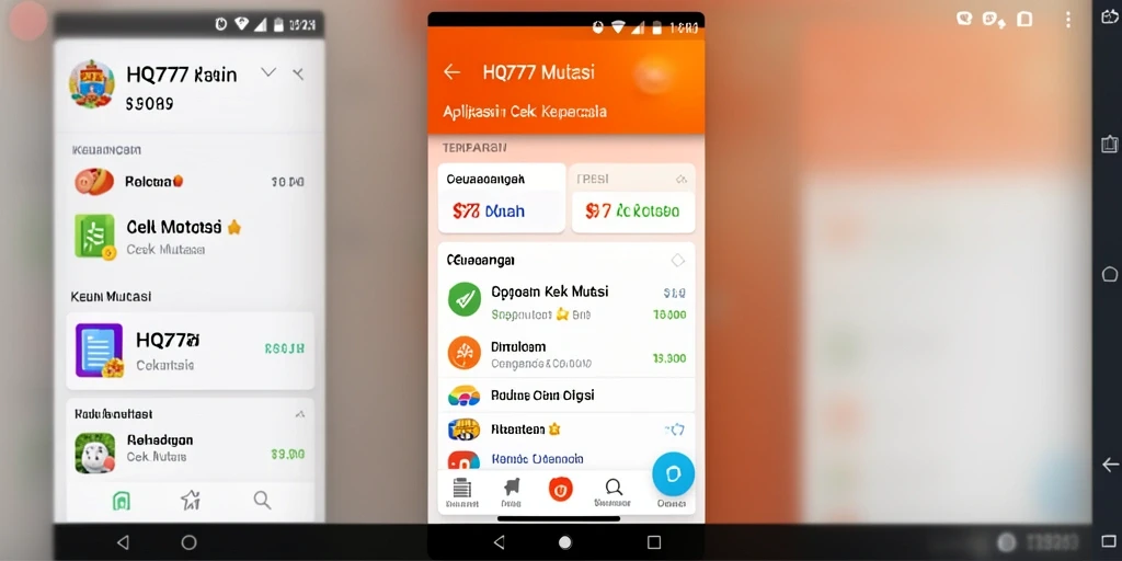 Tampilan antarmuka utama aplikasi HQ777 untuk cek mutasi keuangan.